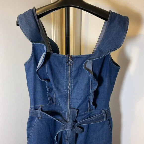 19. Tinseltown Blue Jumpsuit with Wide-Leg Palazzo Style Size Large - Picture 7 of 13